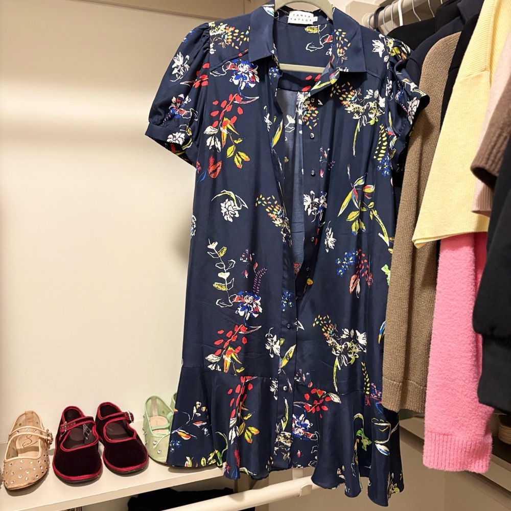 Tanya Taylor Navy Floral Mini Dress